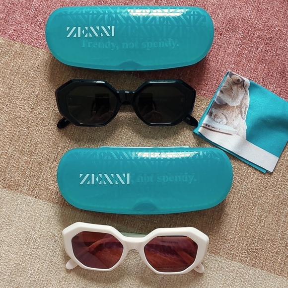 2 pair prescription Timo x Zenni geometric sunglasses with cases - Picture 1 of 4